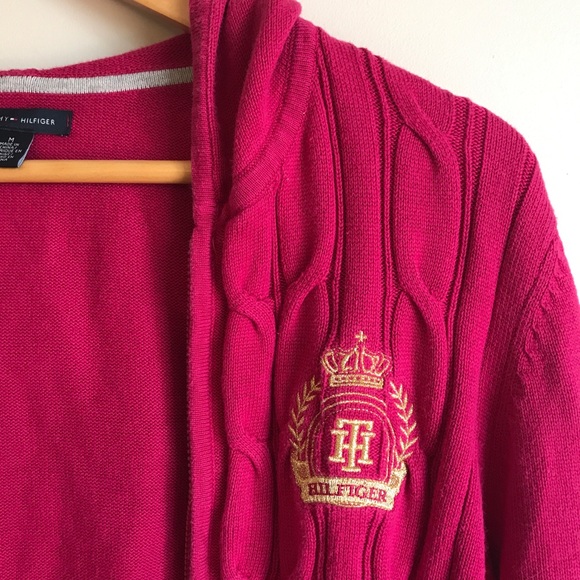 Tommy Hilfiger | Pink Hooded Zip Cardigan | Size M - Picture 4 of 6